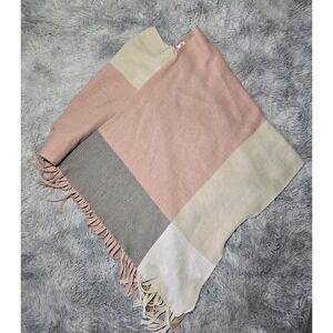 Marley Lilly PLUS Women's Colorblock Fringed Poncho OSFM 100% Acrylic EUC